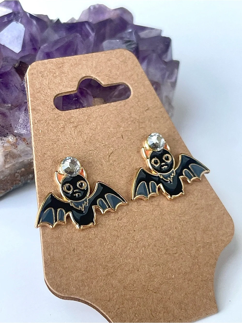 Cute Black Bat Stud Halloween Earrings